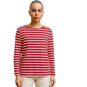 J. Crew Women’s Long Sleeve Red and White Striped Size XS 100% Cotton Shirt